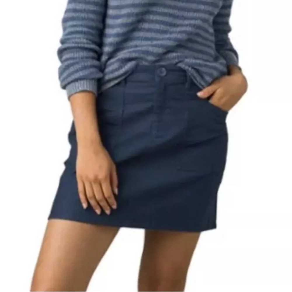 Prana Nikit Skirt, Utility Pocket Mini Skirt, 8, Nocturnal Blue